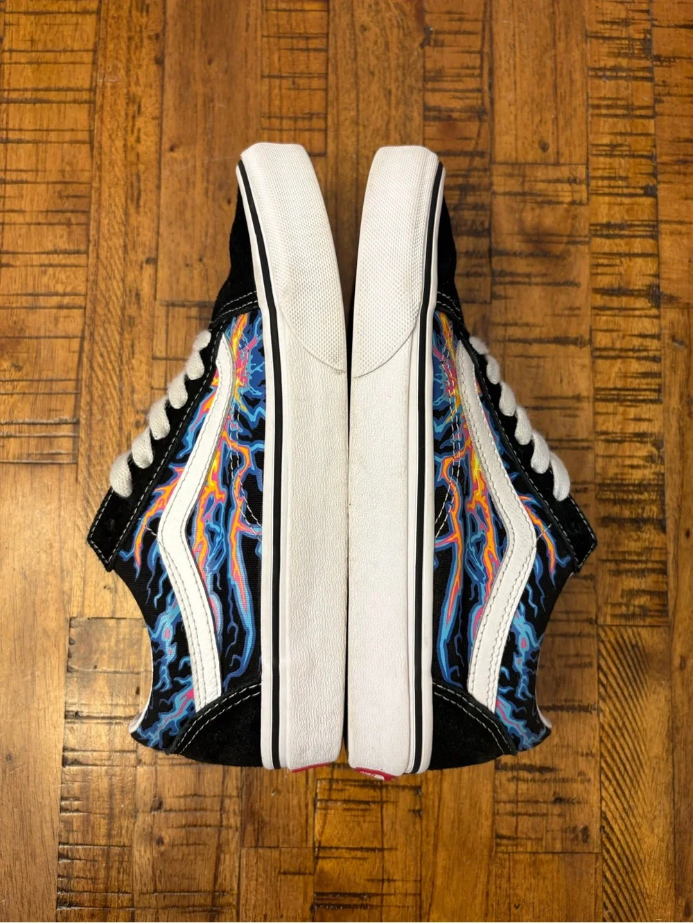 Vans Kids Old Skool “Electric Flame” Black with Neon Lightning - 4.5Y / 6-6.5 W - Picture 7 of 11